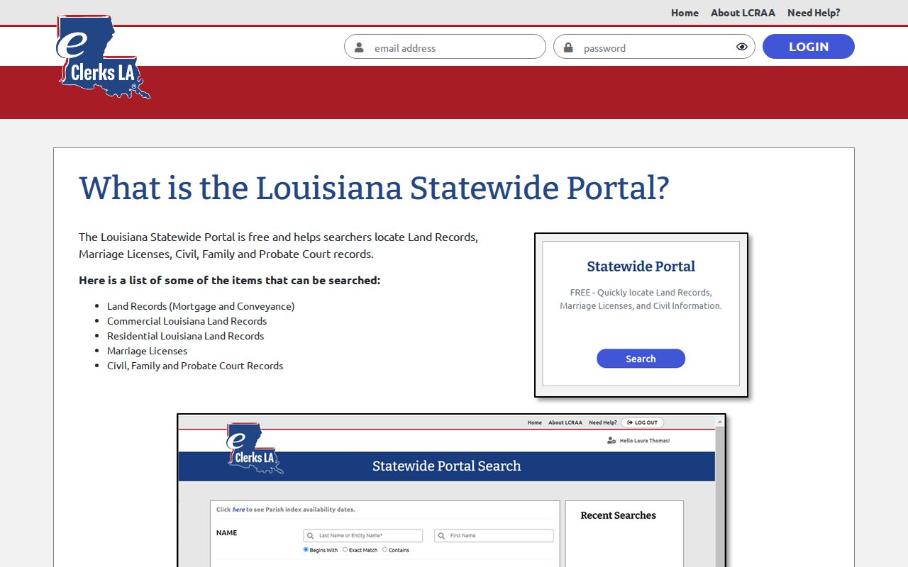 Acadia Parish case search statewide portal information