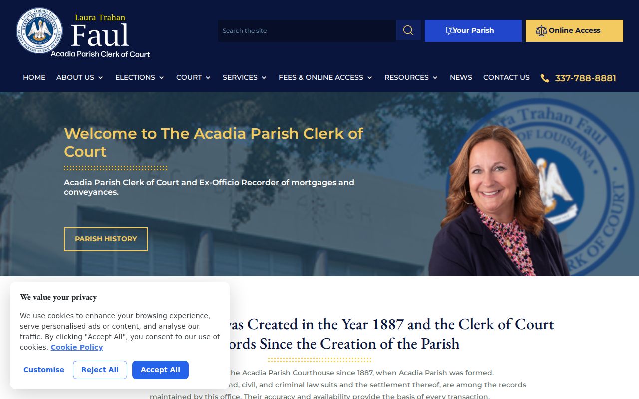 Acadia Parish court docket clerk records source