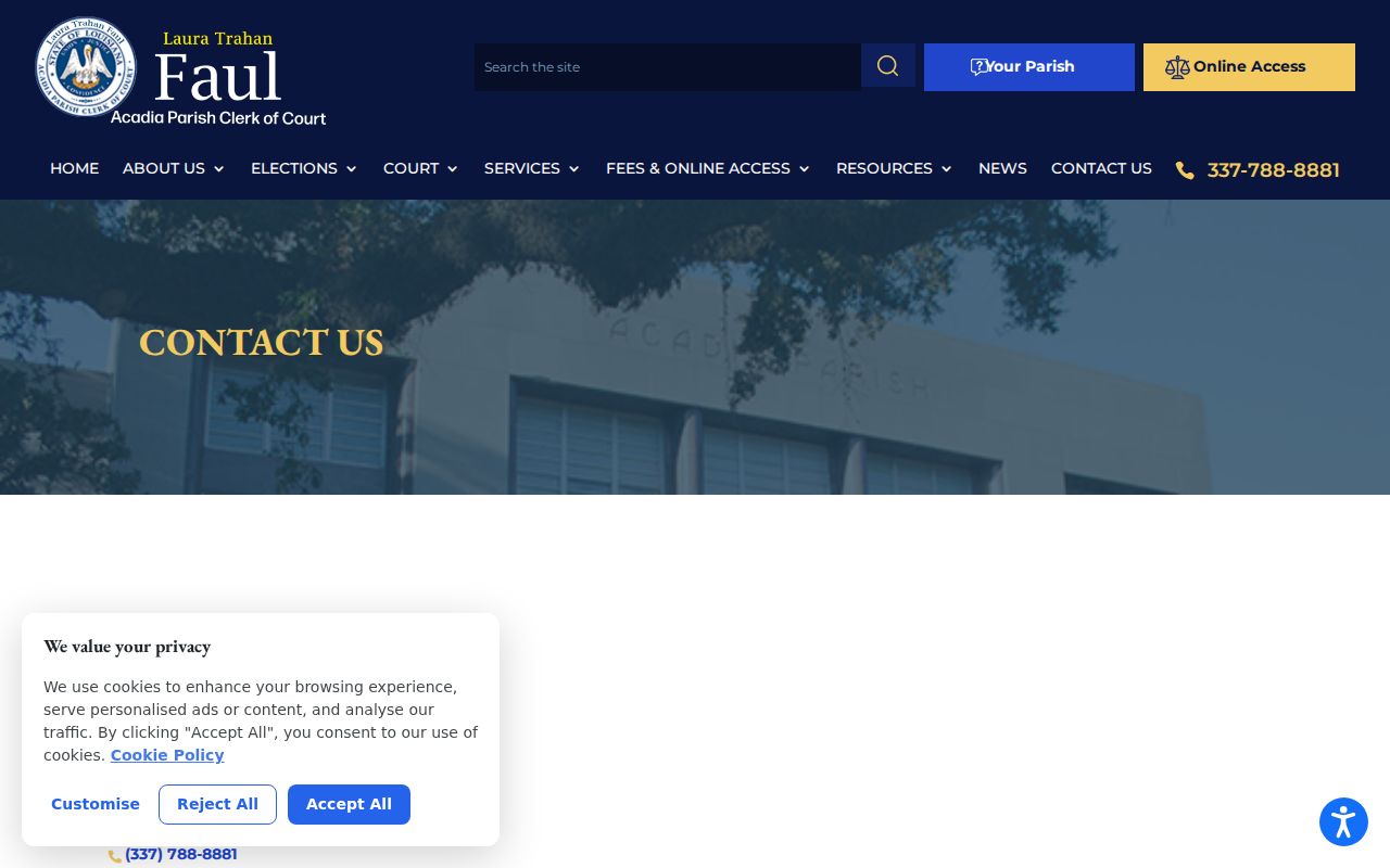 Acadia Parish court docket clerk contact source