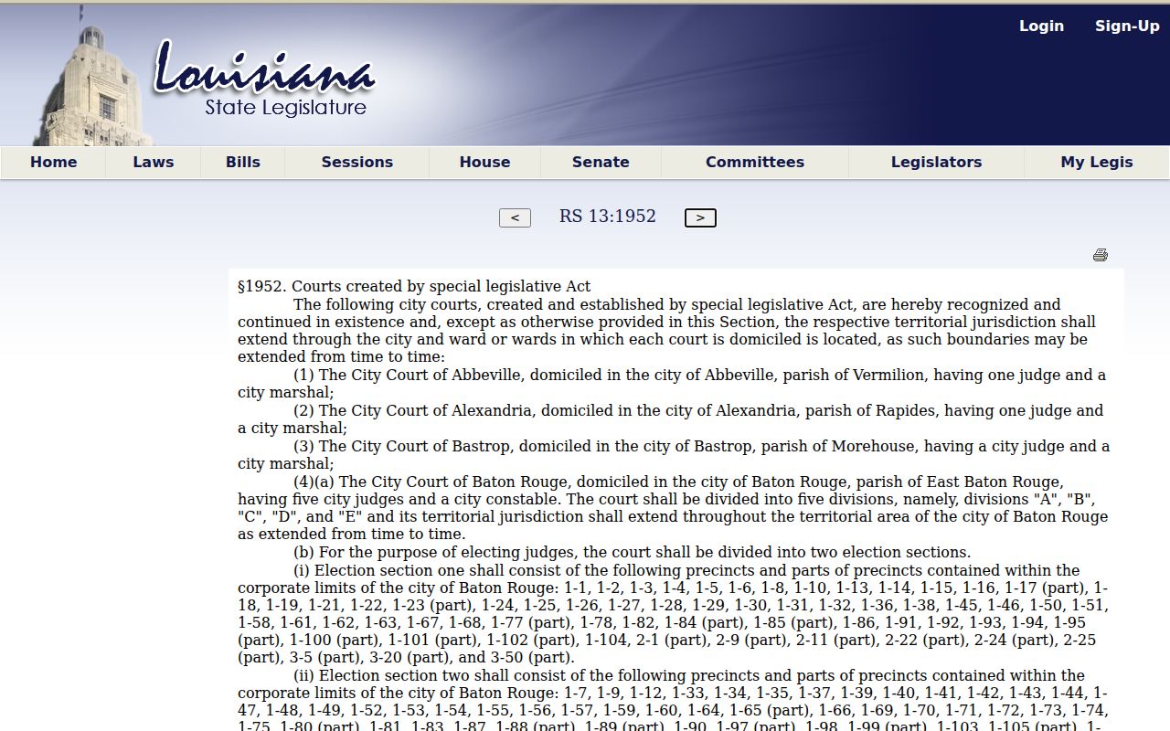 Acadia Parish traffic court records Louisiana city court statute