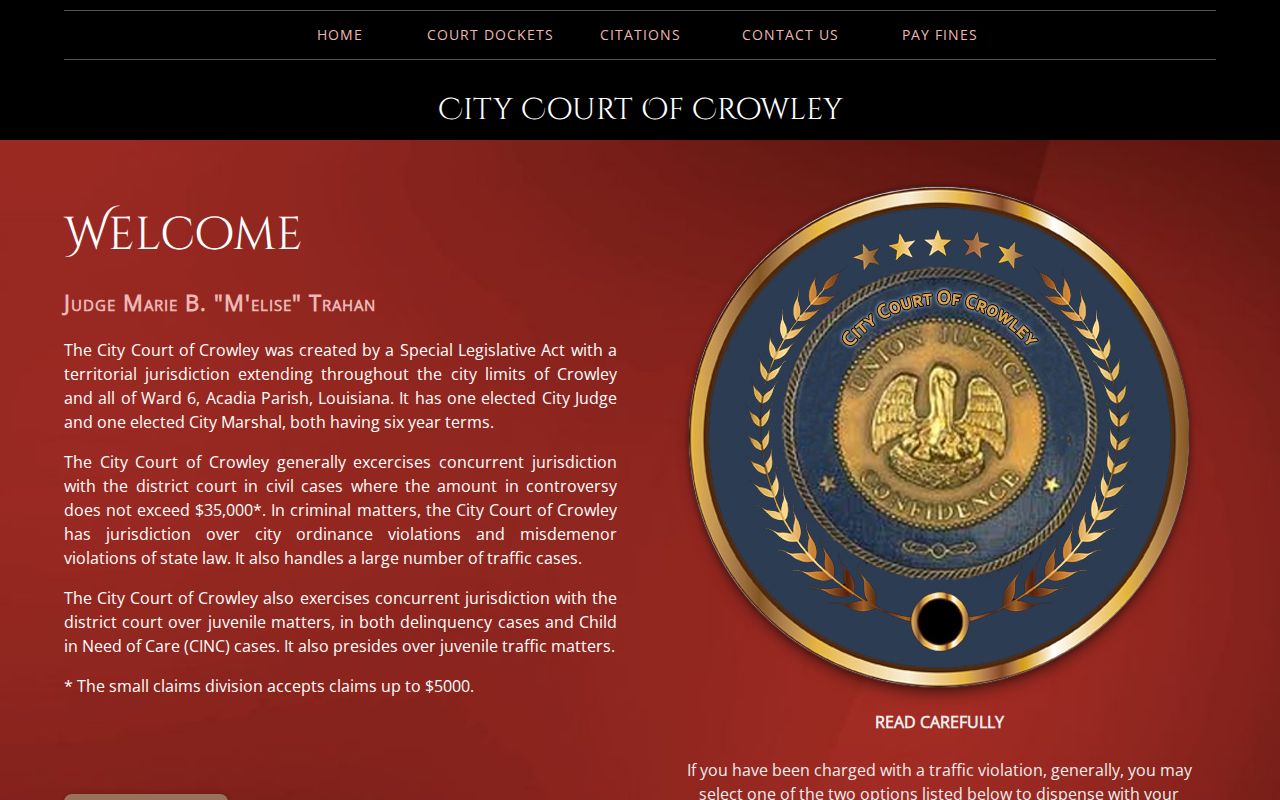 Crowley court docket jurisdiction and court-record access information